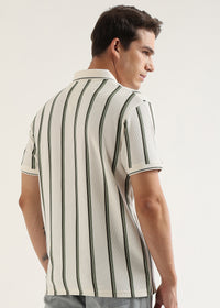 Olive Green Cortéz Knit Half Zip Polo T-Shirt