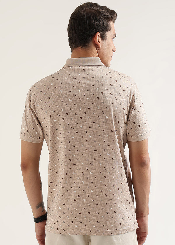 Blush Crest Pattern Polo T-Shirt