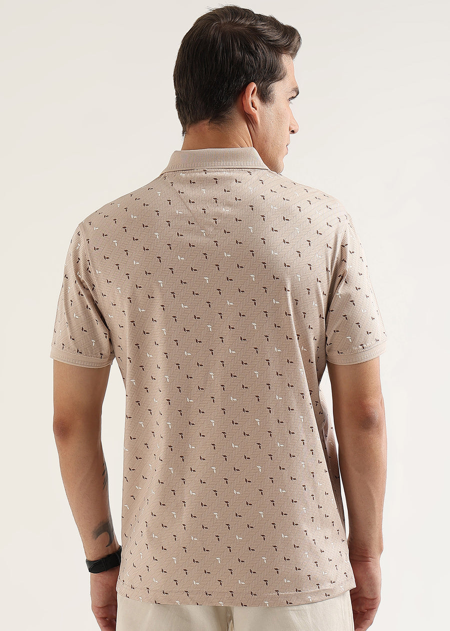 Blush Crest Pattern Polo T-Shirt
