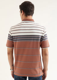 Rust Clay Heritage Striped Polo T-Shirt