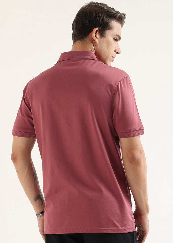 Berry Taupe Mercerised Cotton Polo T-Shirt