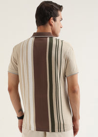 Mocha Olive Lucente Half Zip Polo T-Shirt