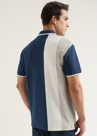Air Force Blue Half-Zip Structured Polo T-Shirt