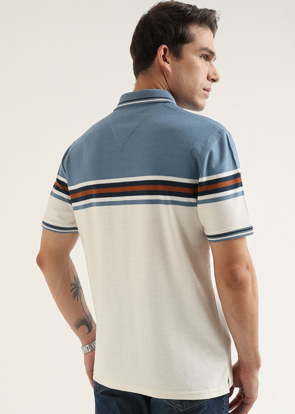Harbour Blue Harlow Stripe Knit Polo T-Shirt