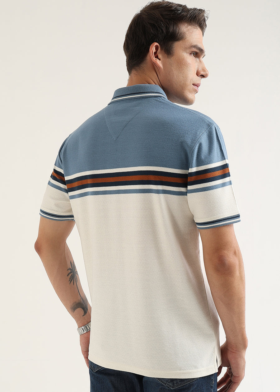 Harbour Blue Harlow Stripe Knit Polo T-Shirt
