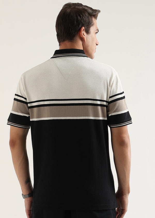 Monaco Noir Structured Polo T-Shirt