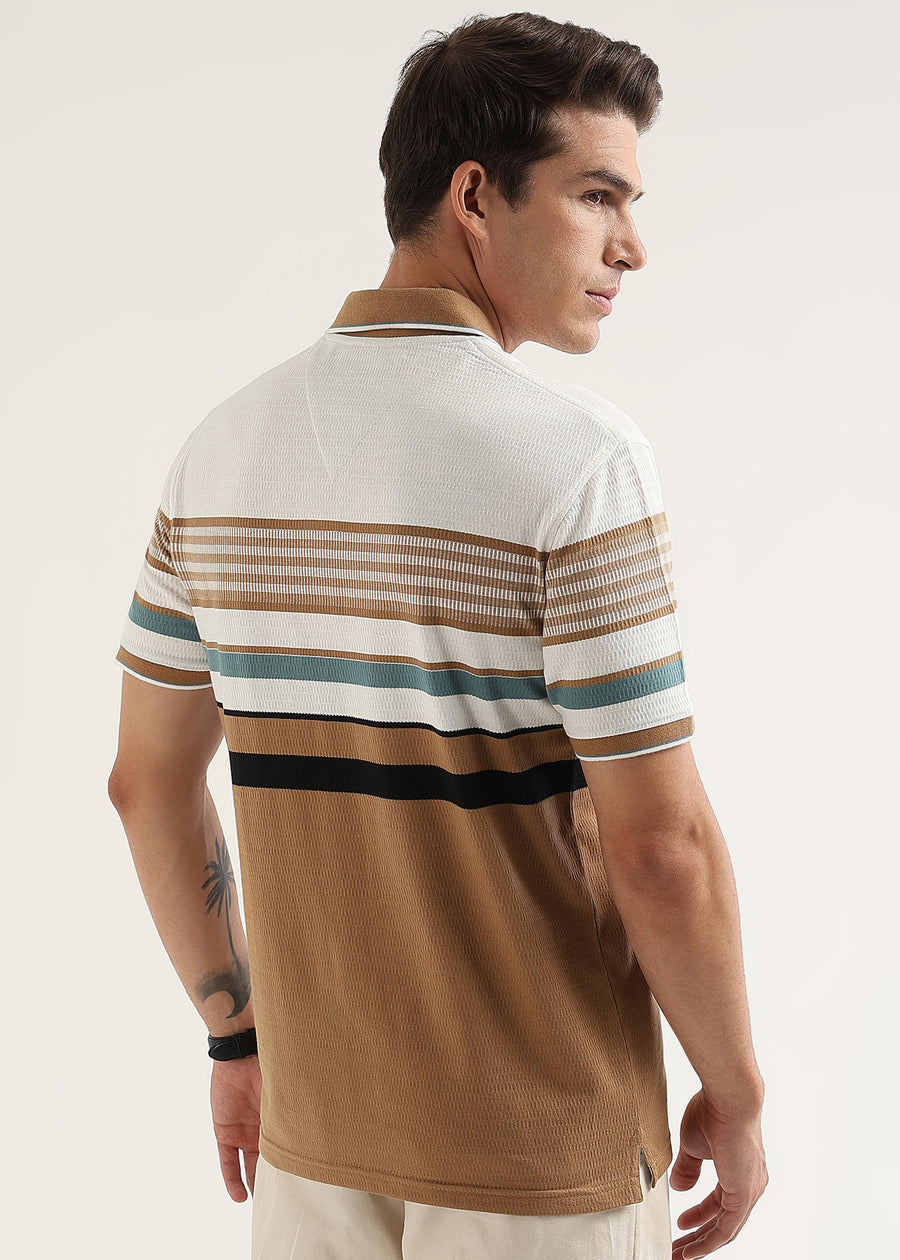 Linea Camel Structured Polo T-Shirt