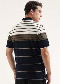 Olive Navy Heritage Striped Polo T-Shirt