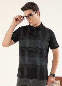 Noir Meridian Geometric Polo T-Shirt