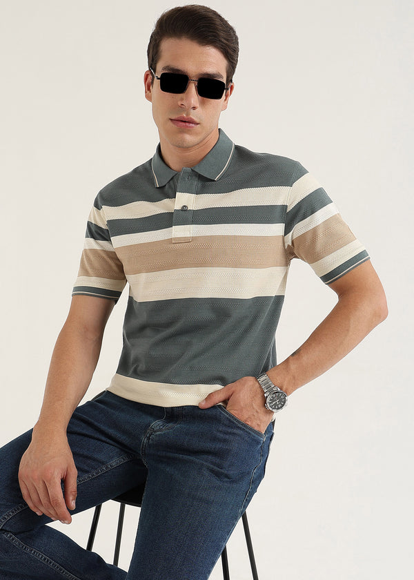 Riviera Slate Knit Polo T-Shirt