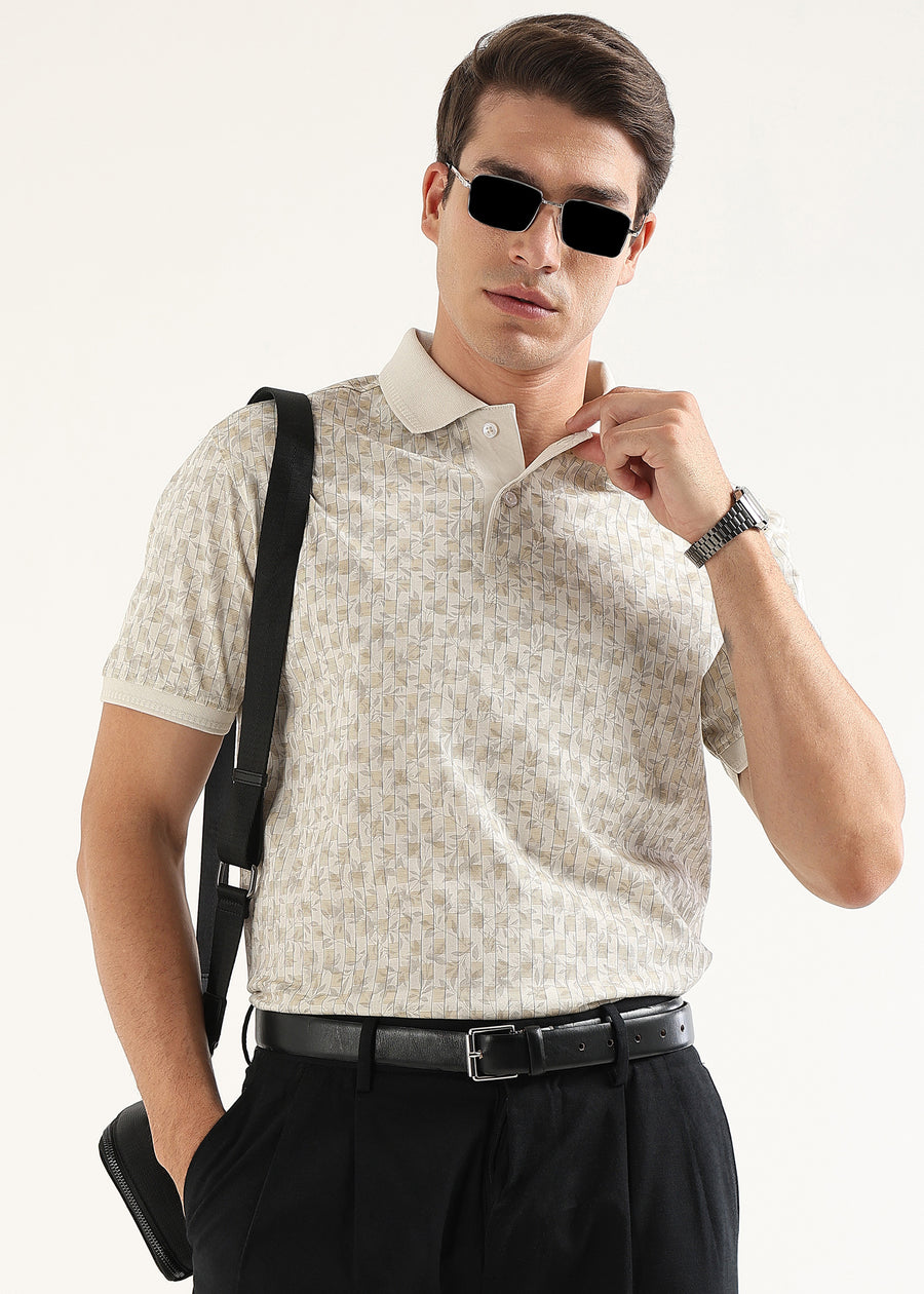 Ecru Sage Sorrento Mercerised Polo T-Shirt