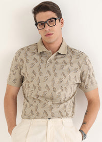 Sand Dune Maison Patterned Polo T-Shirt