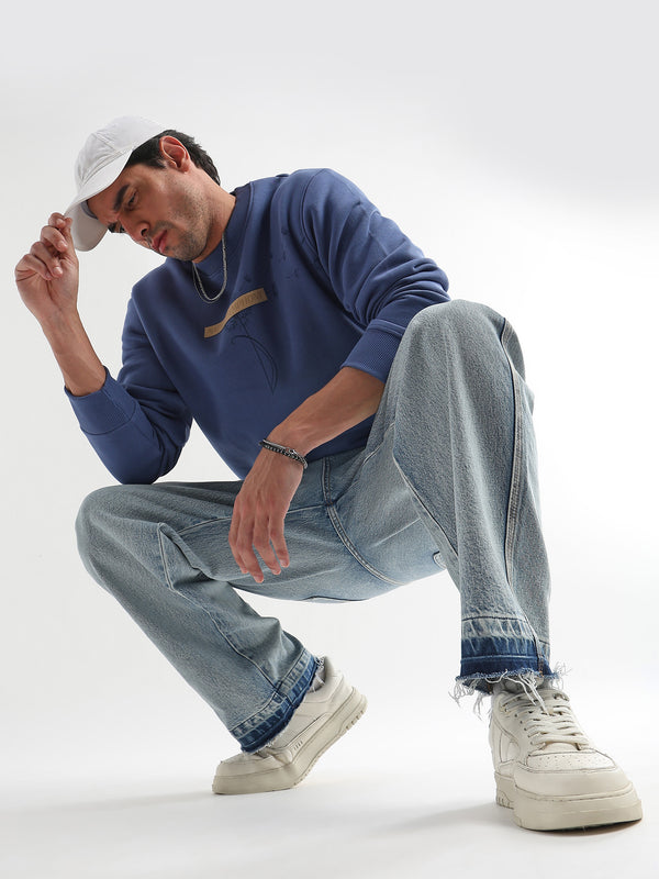 Nature Symphony  Embroided Med Blue Sweatshirt