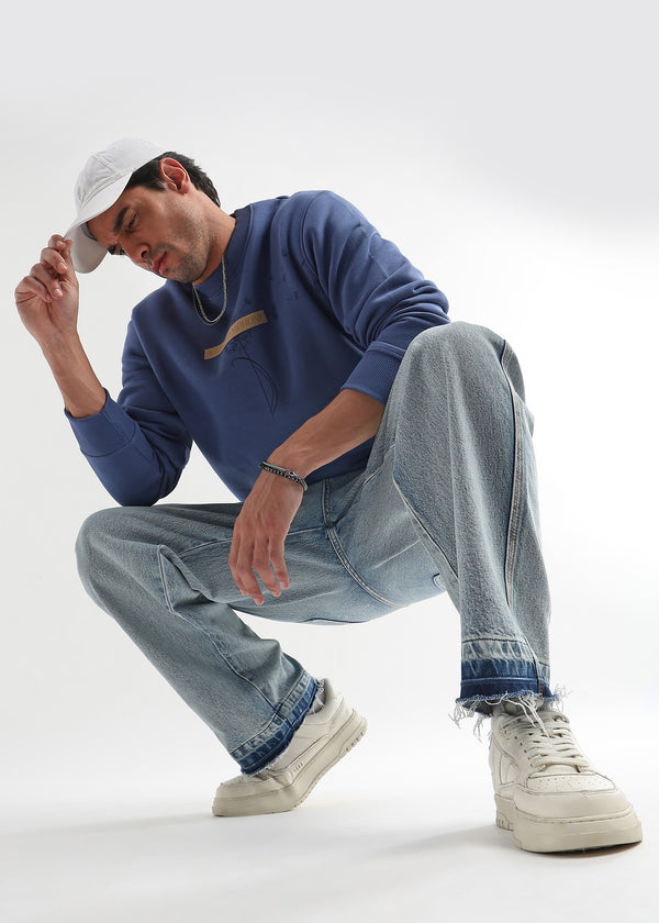 Nature Symphony  Embroided Med Blue Sweatshirt