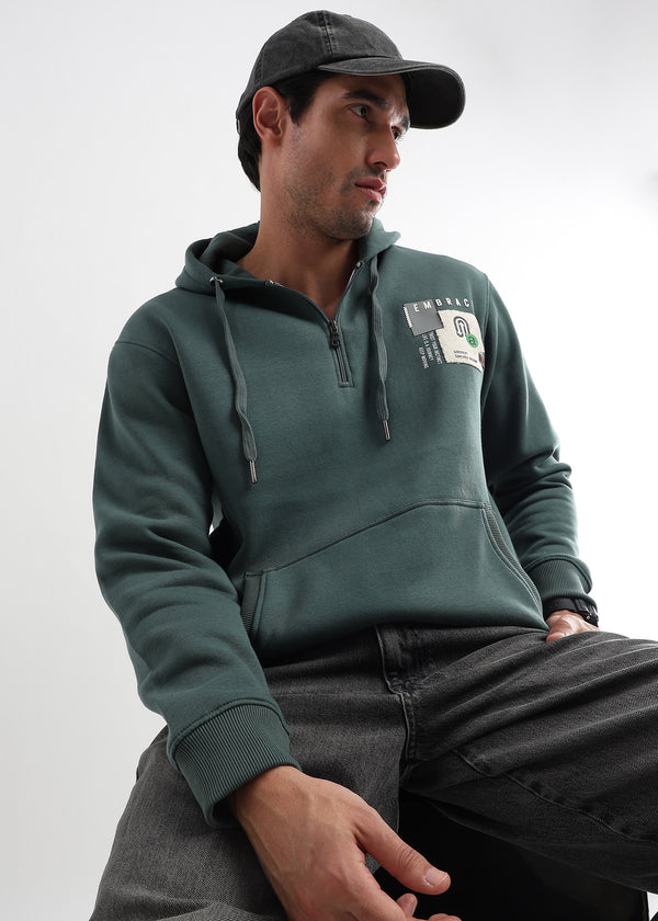 Embrace Treking Green Zip-Top Cotton Hoodie