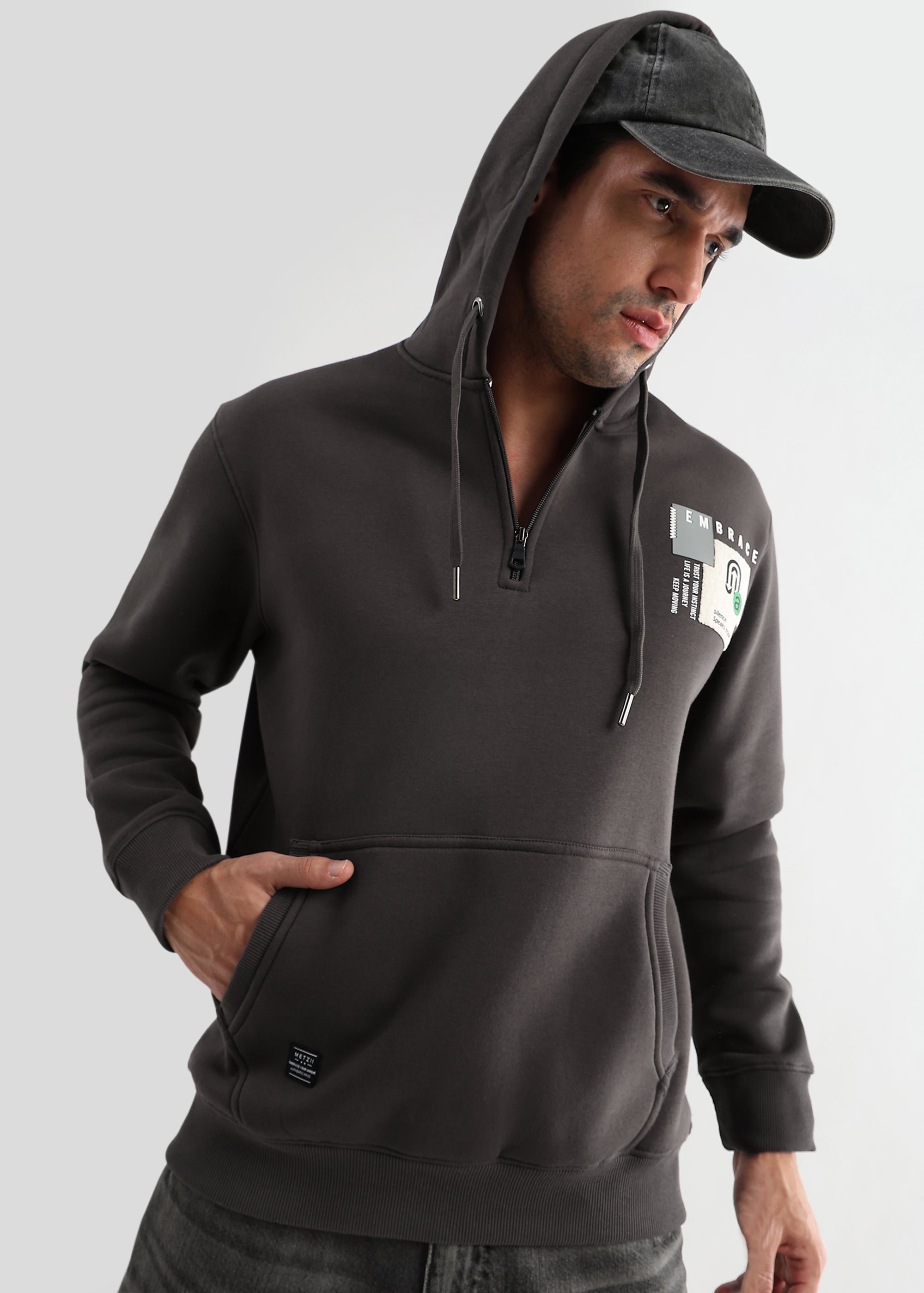 Embrace Gargoyle Gray Zip-Top Cotton Hoodie