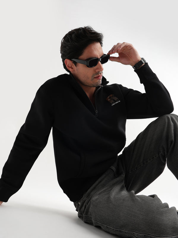 Mars Jet Black Zip-Top Sweatshirt