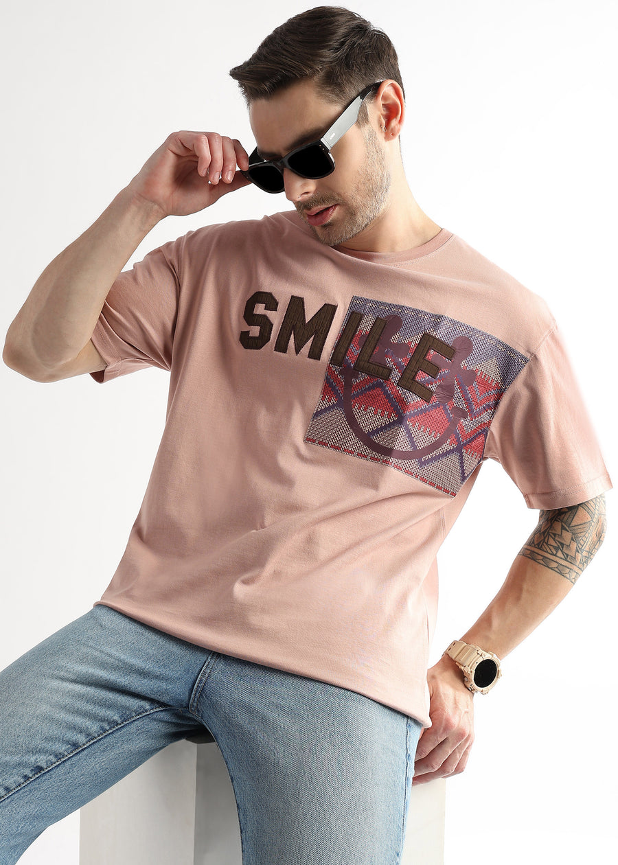 Pastel Rose Smile Graphic Oversized