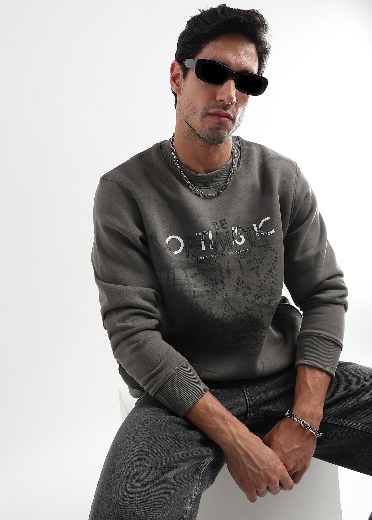 Be Optimistic Pussywillow Gray Sweatshirt