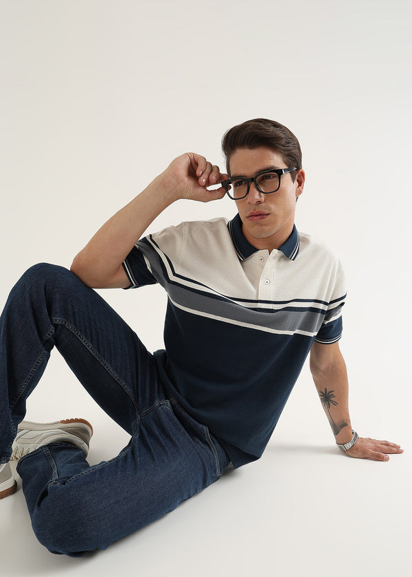 Coastal Navy Structured Polo T-Shirt