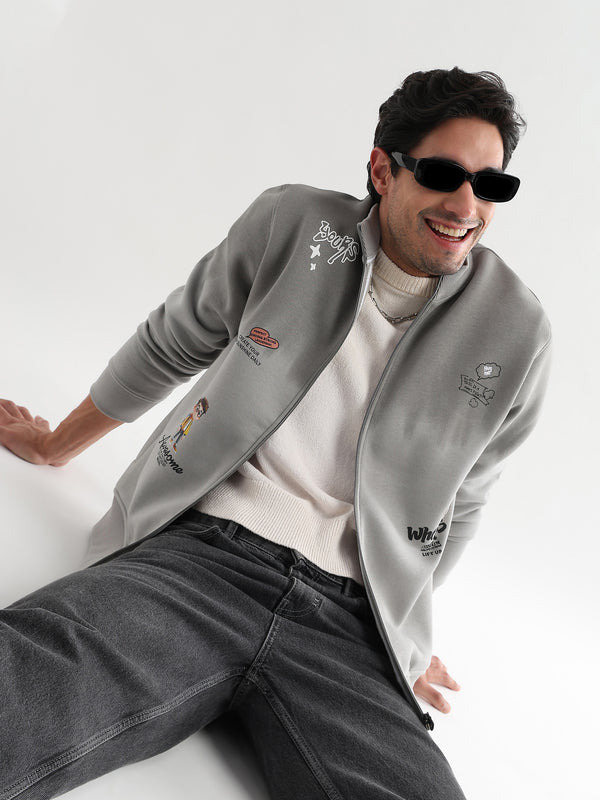 Awesome Printed Gargoyle Gray Zipper