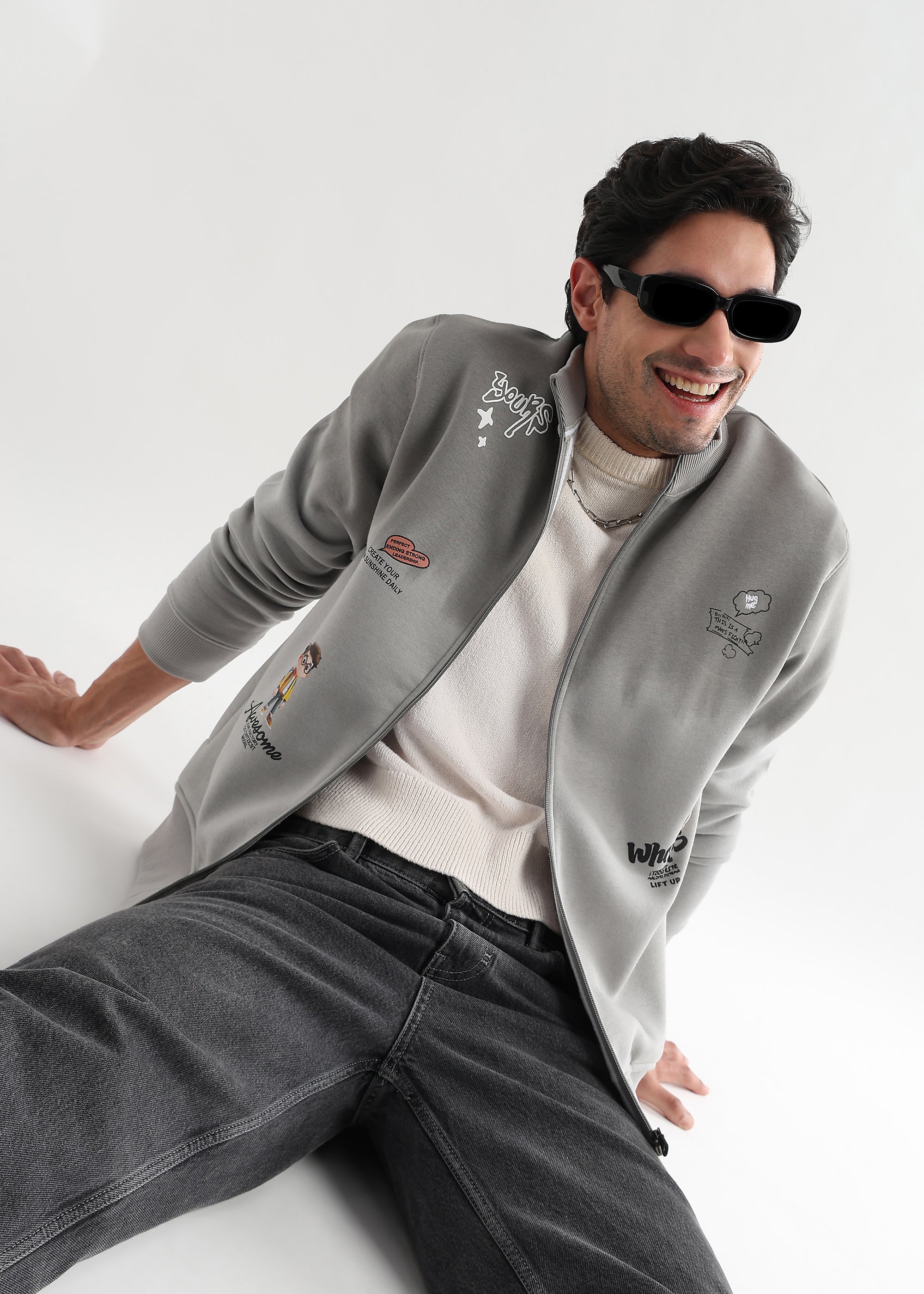 Awesome Printed Gargoyle Gray Zipper