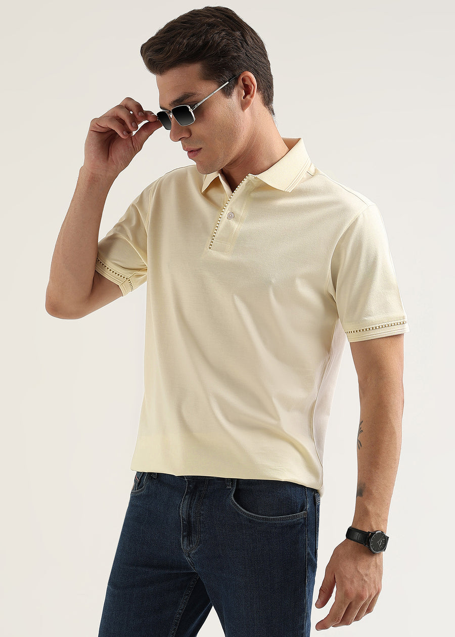Afterglow Butter Mercerised Cotton Polo T-Shirt