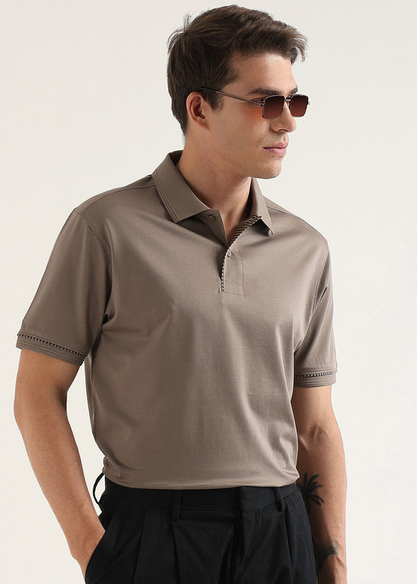 Fossil Stone Mercerised Cotton Polo T-Shirt