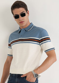 Harbour Blue Harlow Stripe Knit Polo T-Shirt