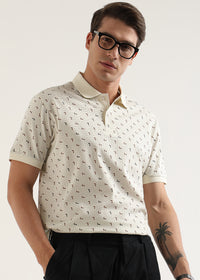 Ivory Crest Pattern Polo T-Shirt