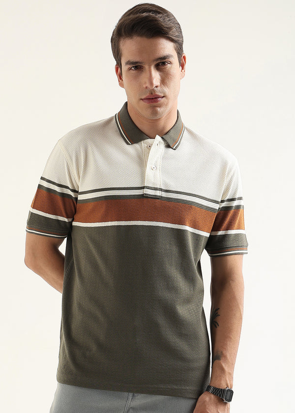 Tuscan Olive Structured Polo T-Shirt