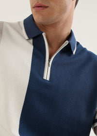 Air Force Blue Half-Zip Structured Polo T-Shirt