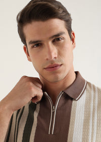Mocha Olive Lucente Half Zip Polo T-Shirt