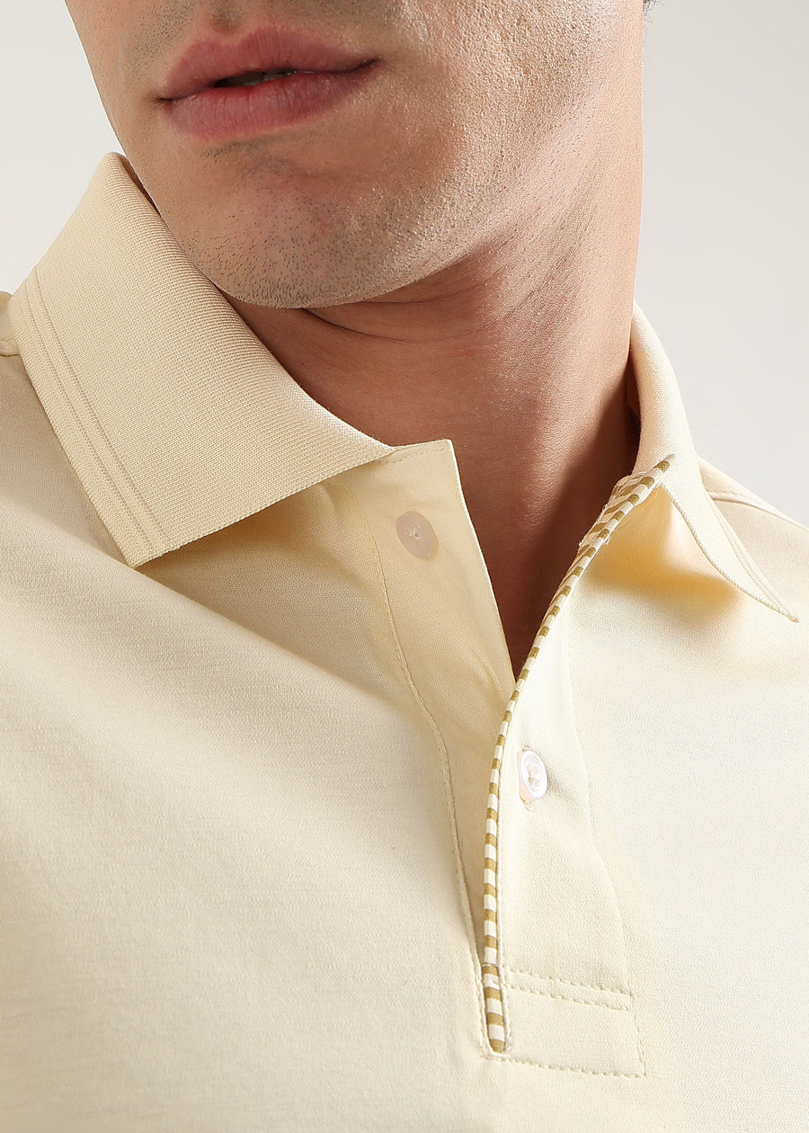 Afterglow Butter Mercerised Cotton Polo T-Shirt