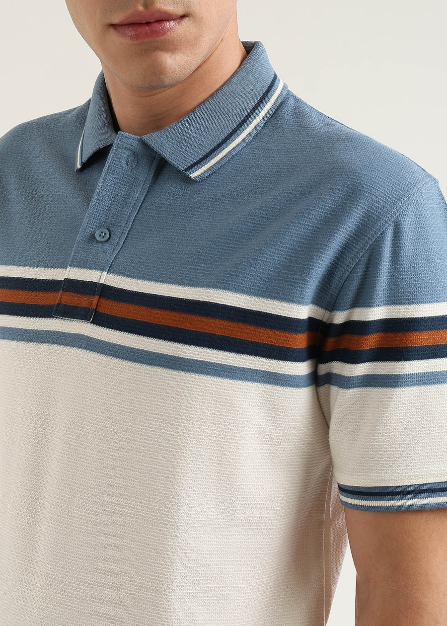 Harbour Blue Harlow Stripe Knit Polo T-Shirt