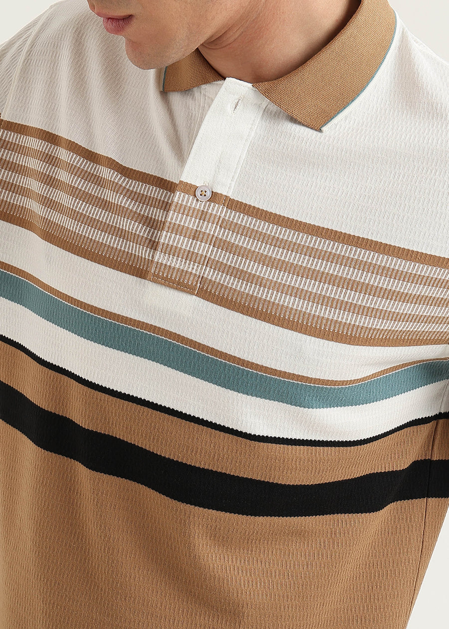 Linea Camel Structured Polo T-Shirt