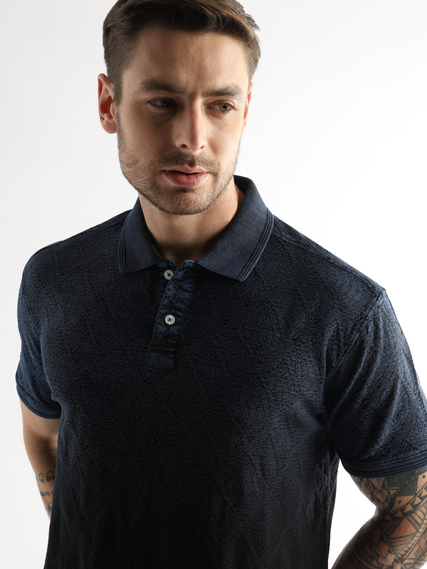 Chaos Black Heavy Textured Polo T-shirt