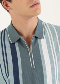 Mist Blue Lucente Half Zip Polo T-Shirt