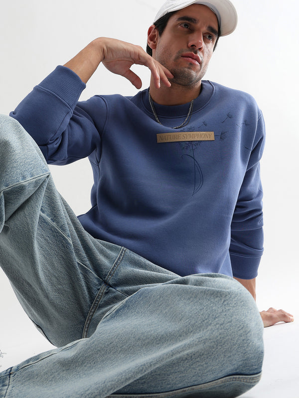Nature Symphony  Embroided Med Blue Sweatshirt