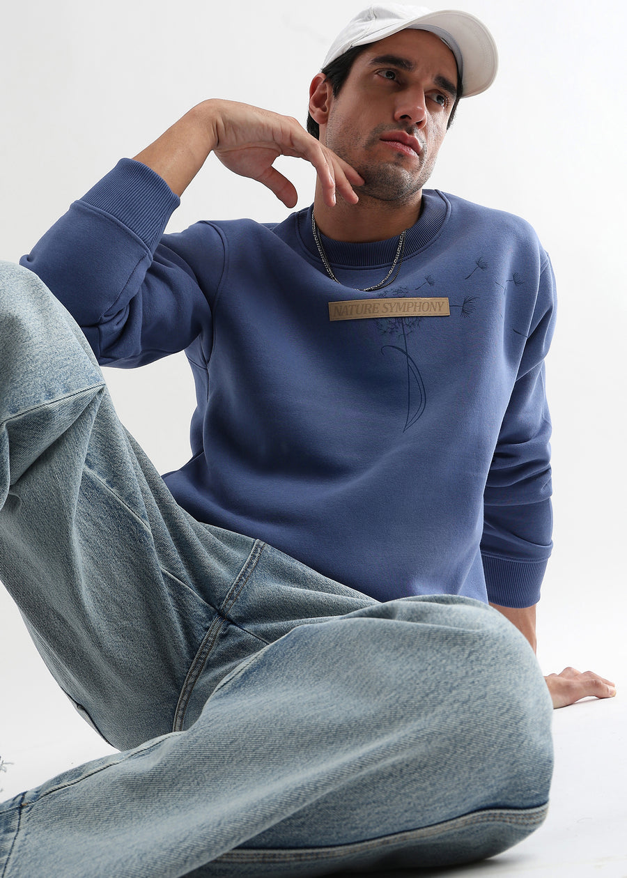 Nature Symphony  Embroided Med Blue Sweatshirt