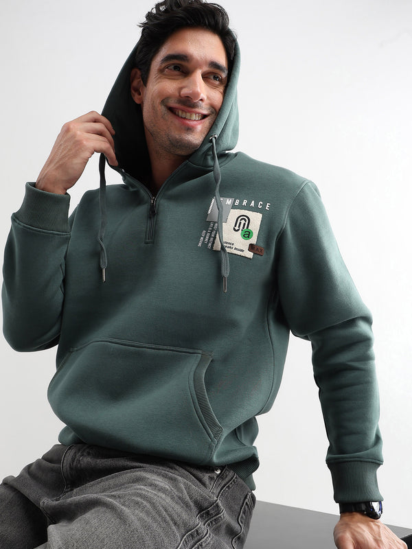 Embrace Treking Green Zip-Top Cotton Hoodie