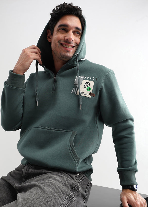 Embrace Treking Green Zip-Top Cotton Hoodie