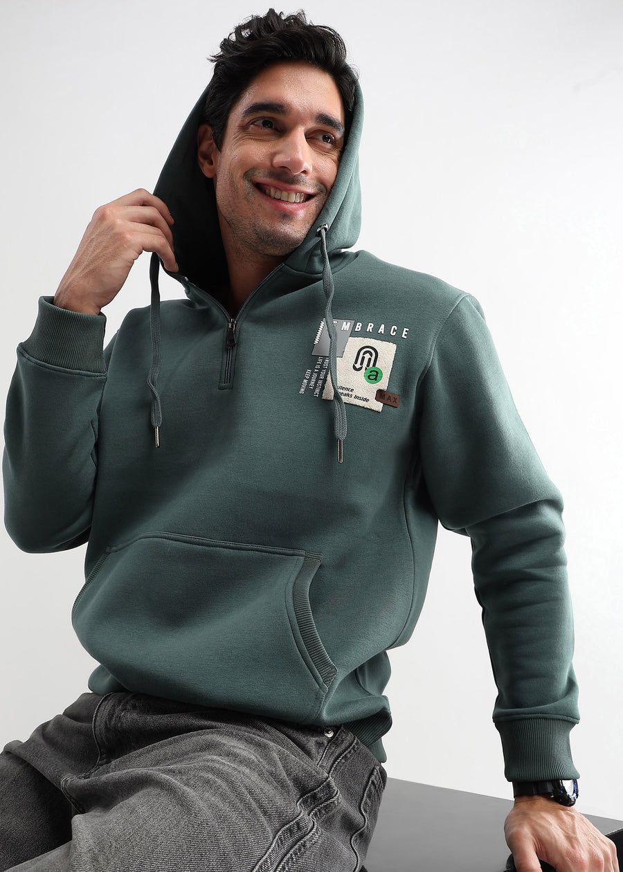 Embrace Treking Green Zip-Top Cotton Hoodie