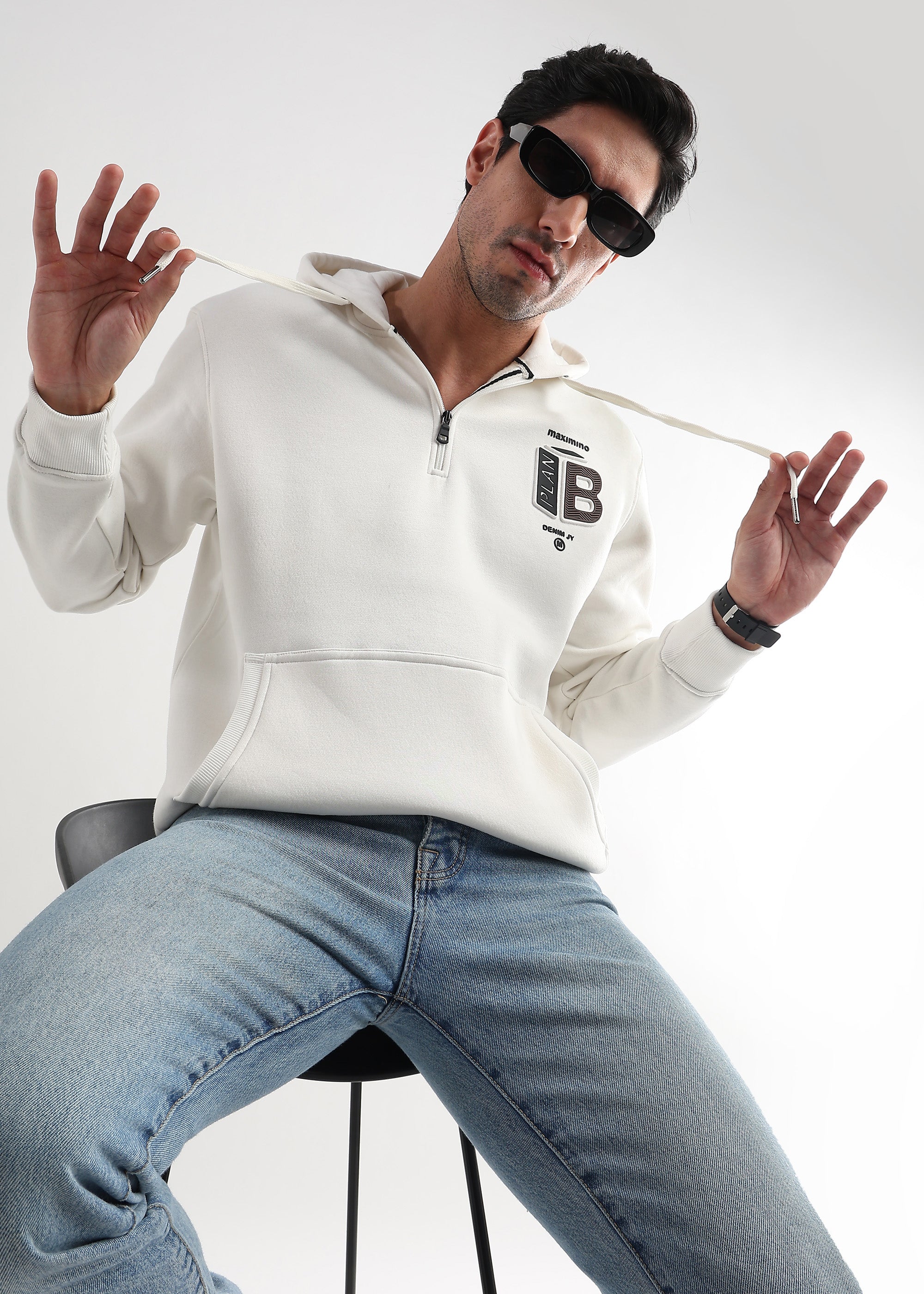 Plan B Star White Zip-Top Hoodie