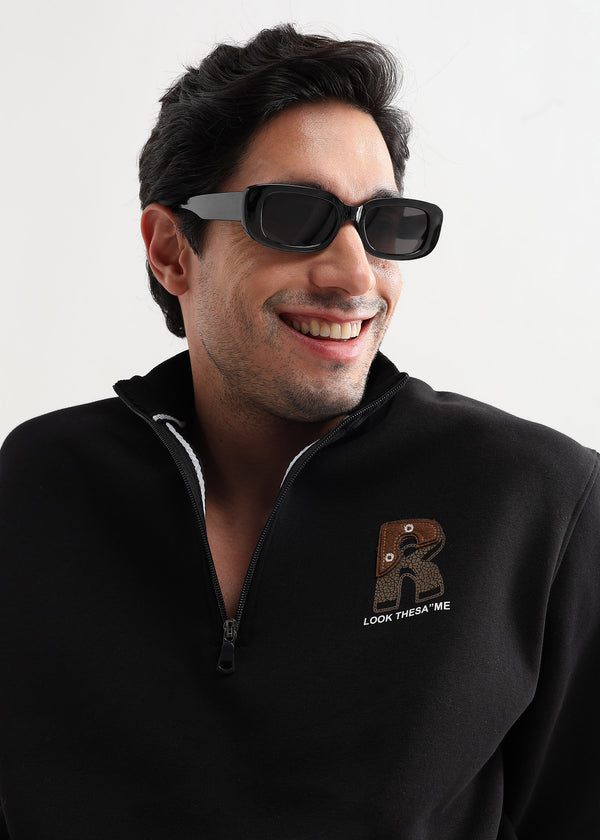 Mars Jet Black Zip-Top Sweatshirt