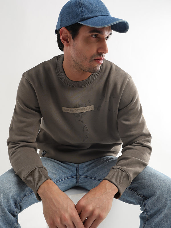 Nature Symphony Biscuit Brown Embroided Sweatshirt