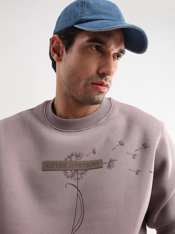 Nature Symphony Dusty Pink Embroided Sweatshirt