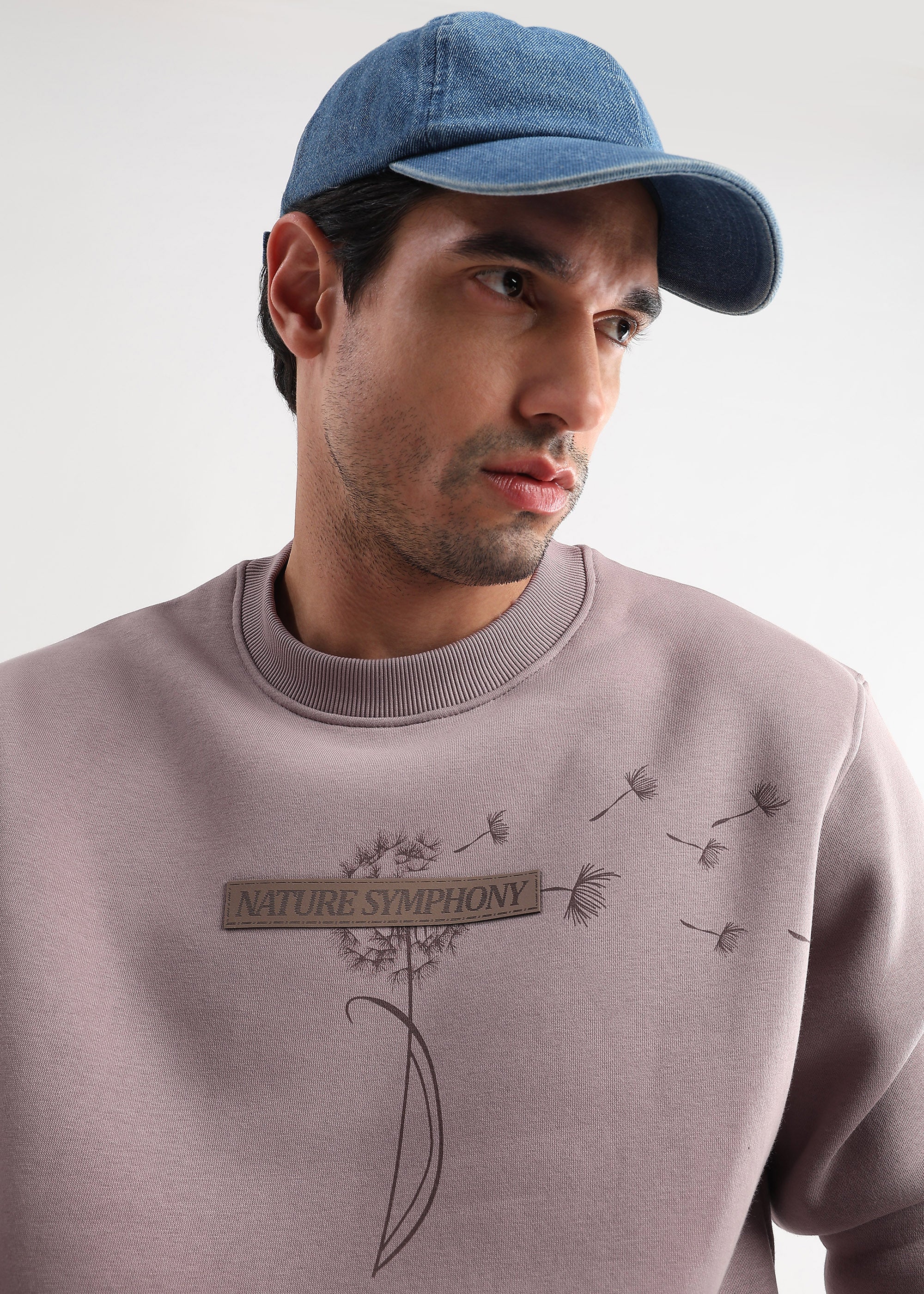 Nature Symphony Dusty Pink Embroided Sweatshirt