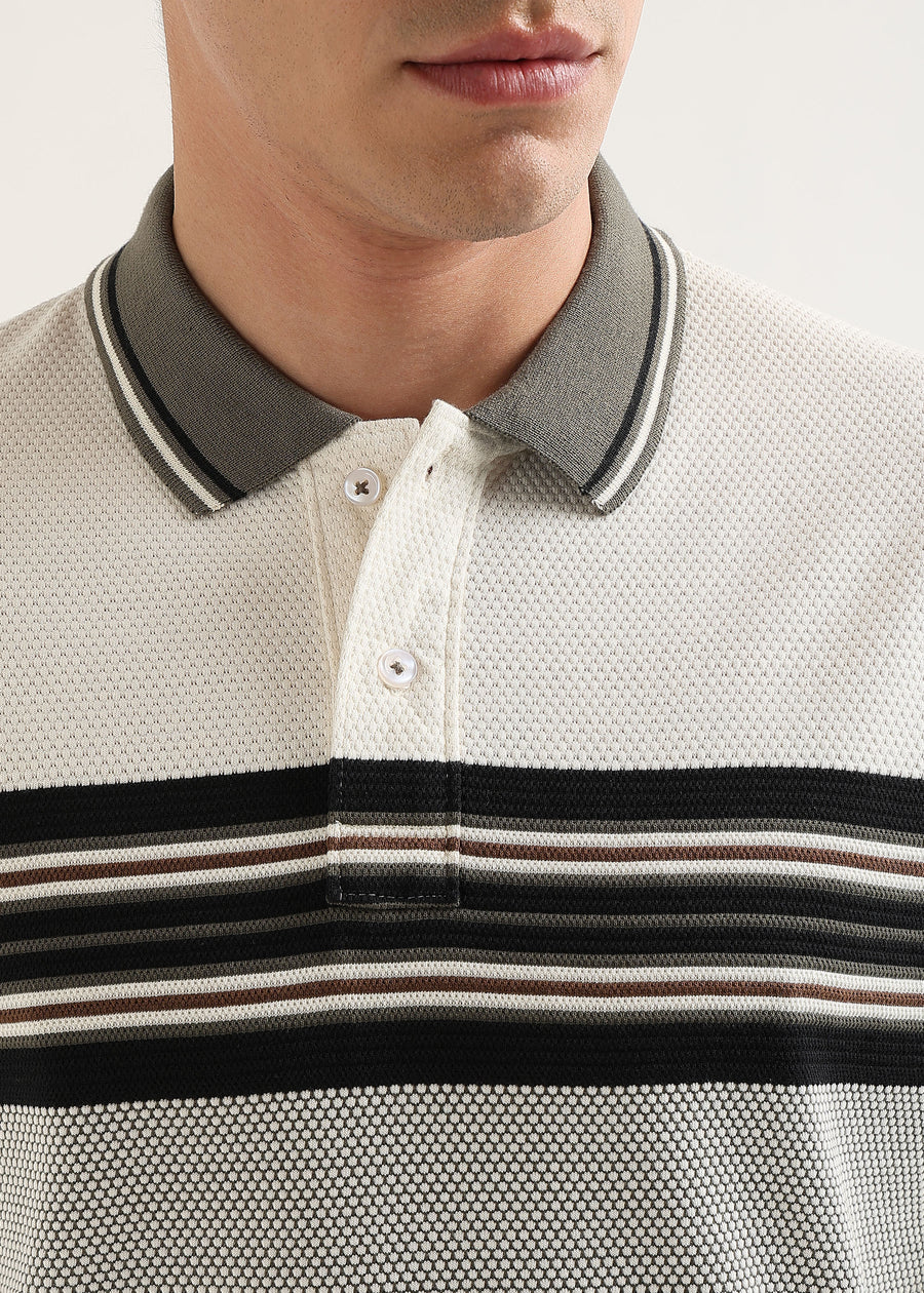 Olive Metro Weave Classic Polo T-Shirt