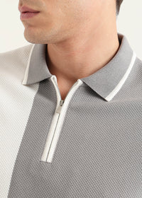 Ash Grey Half-Zip Structured Polo T-Shirt